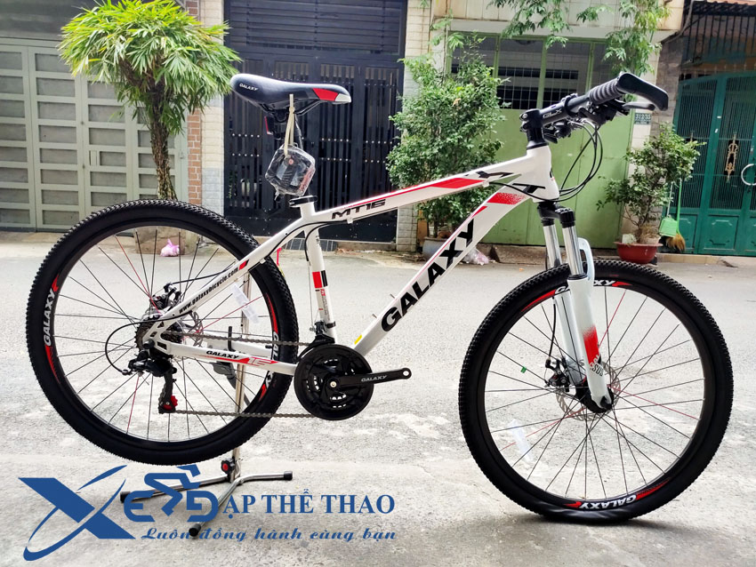 Xe đạp thể thao địa hình Galaxy MT16 màu trắng đỏ