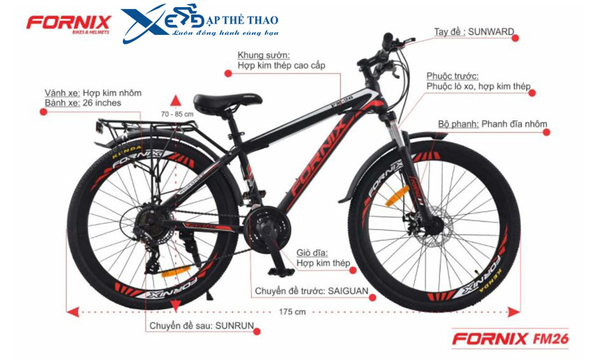 Thông số xe đạp thể thao địa hình Fonix FM26