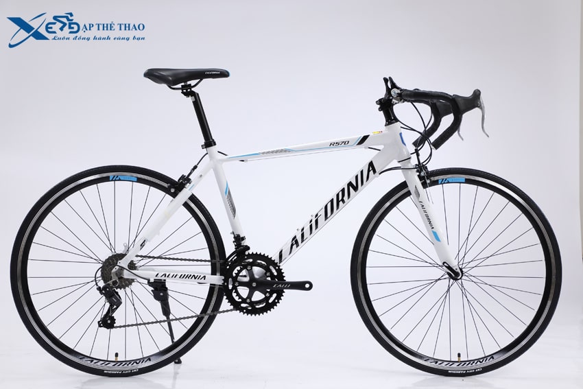 Xe đạp đua California R570 màu trắng đen xanh
