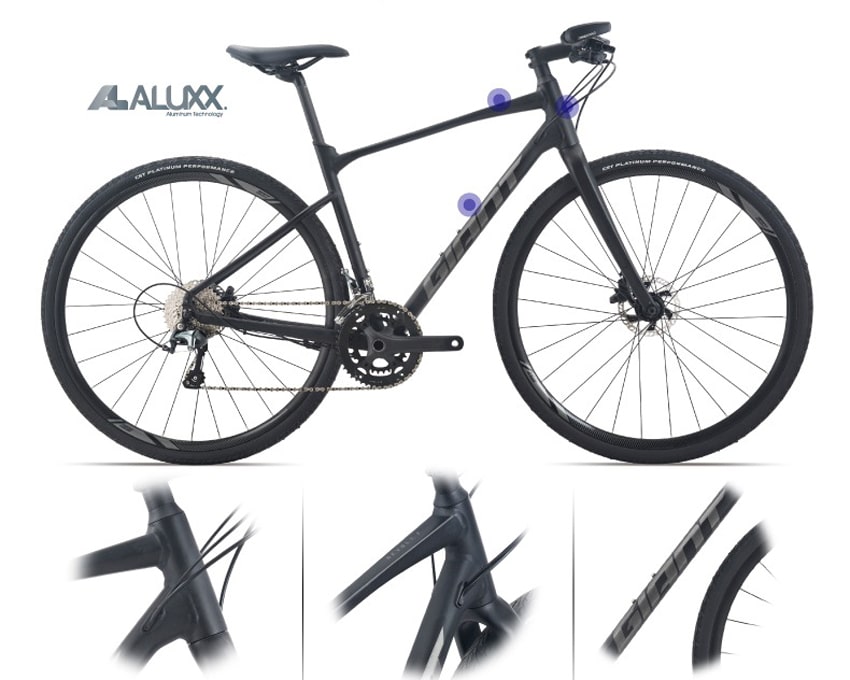 Xe đạp thể thao Giant Revolt-F 1 sử dụng hợp kim nhôm Giant ALUXX làm chất liệu khung