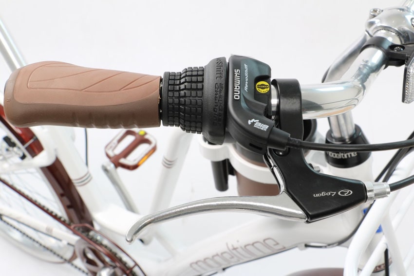 Bộ đề Shimano Revolshift gắn liền trên ghi đông xe đạp Modeltime Cacao