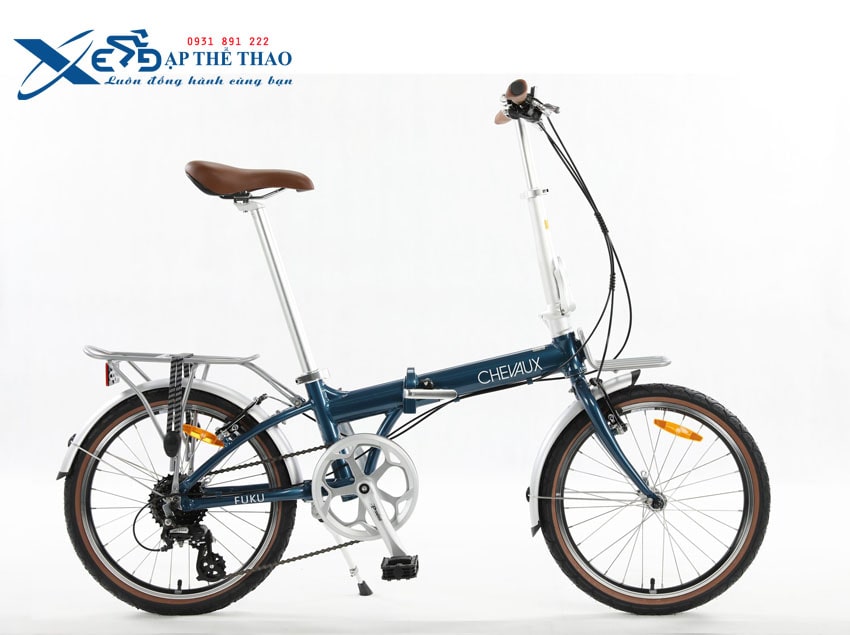 Xe đạp gấp Chevaux Fuku màu xanh dương